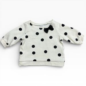 Carter’s Baby Girl Polka Dot Sweatshirt Top | Black & White Bow | 3 Months